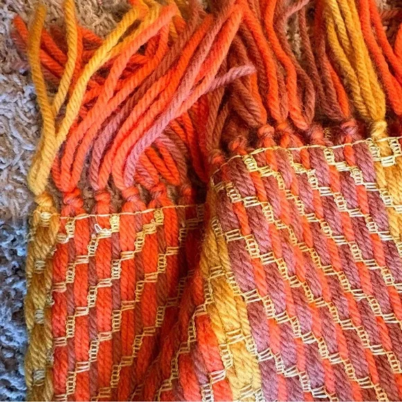 Vintage Orange, Yellow, and Brown Afghan - Handmade 43.5x75 Inches​ - Picture 4 of 4